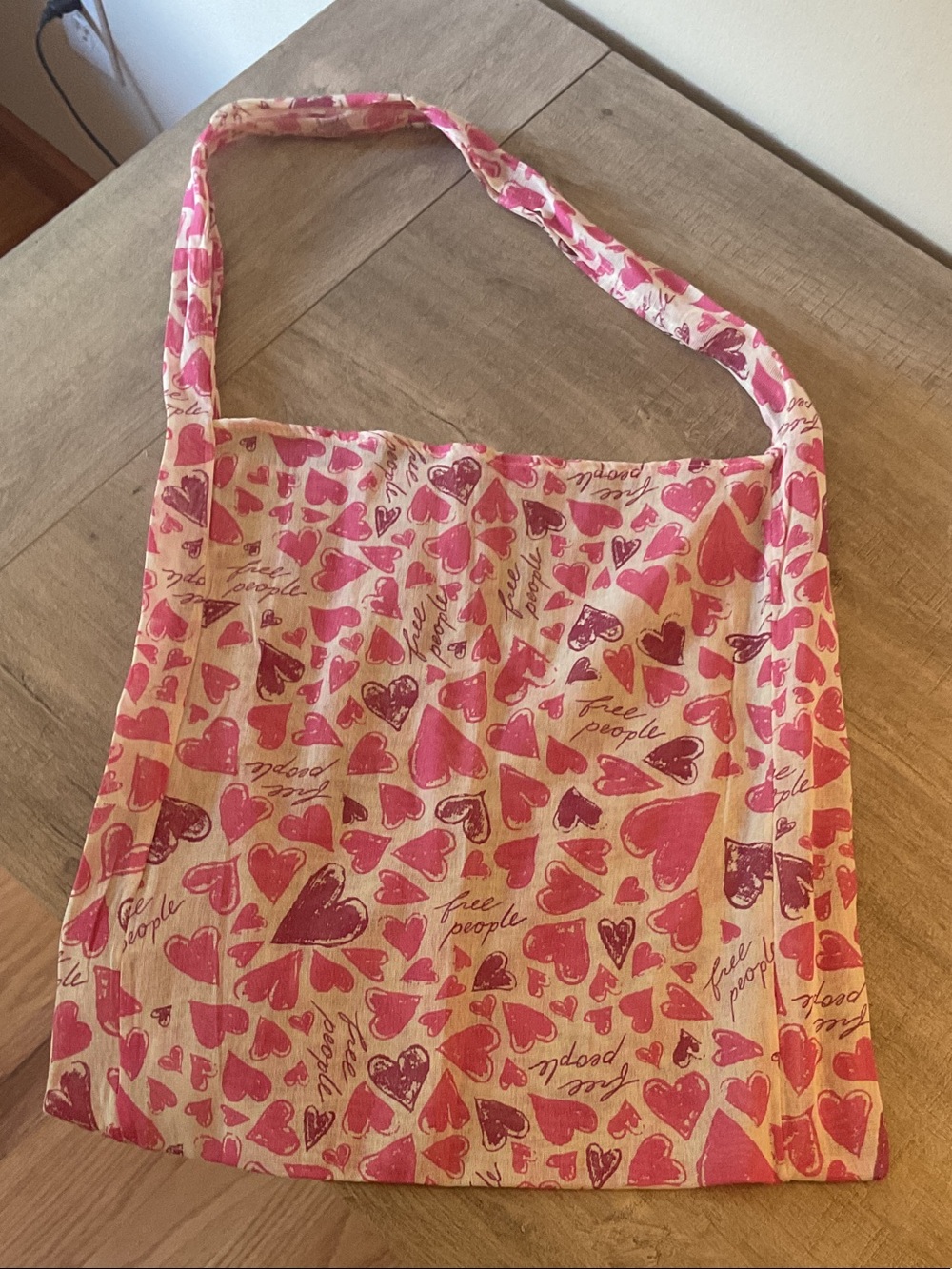Free People Pink Heart Print Shoulder Bag